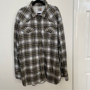 Carhartt NWOT FR Flame Resistant Plaid Flannel SNAP BUTTON Shirt Men’s 2XL Reg
